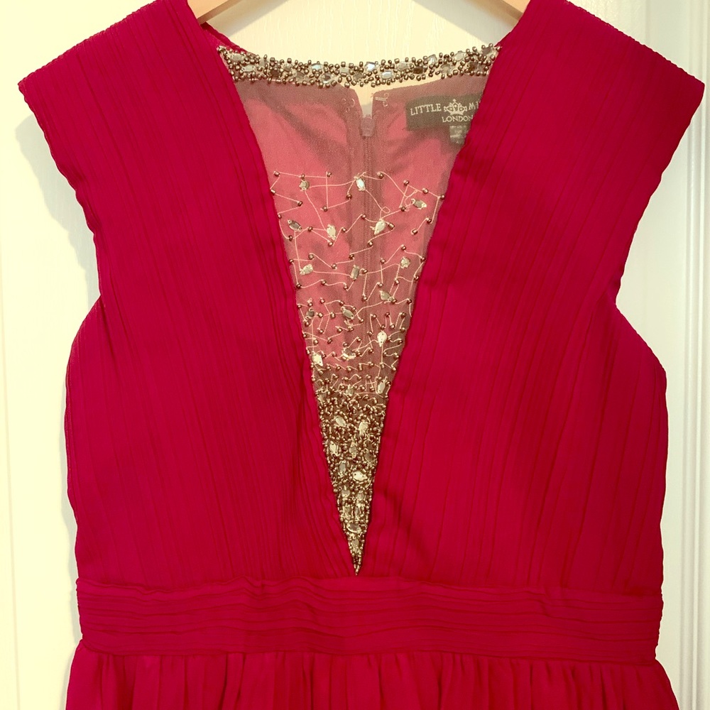 Little Mistress London Mini Dress in Burgundy